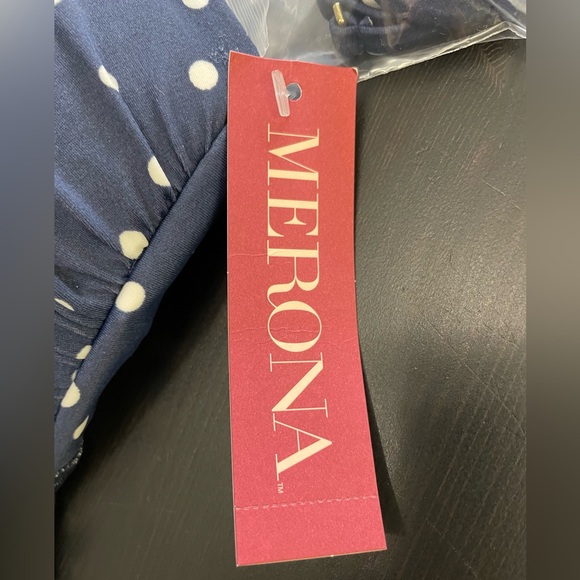 Merona tankini swim top blue navy color with white poka dots Size L and XL - Picture 8 of 9